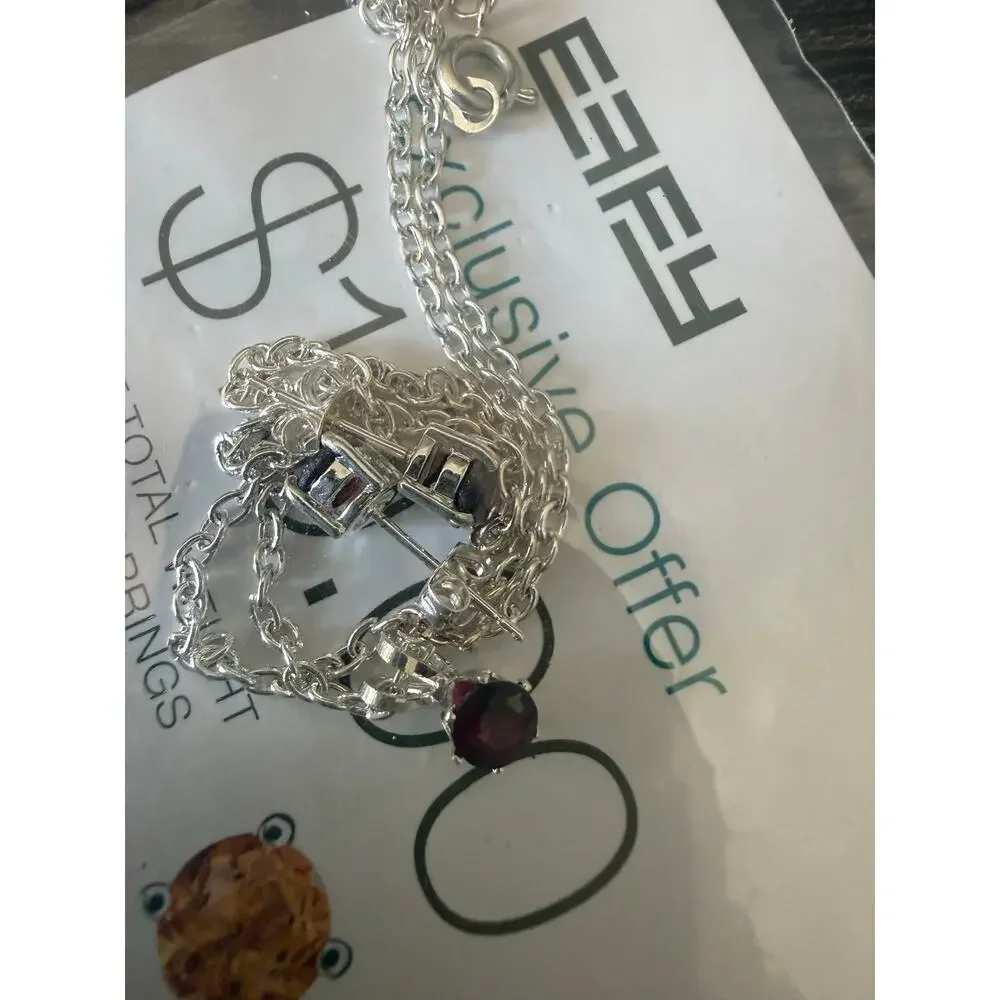 NWT EFFY Delicate Gemstone Pendant Necklace & Earring Bundle (2)